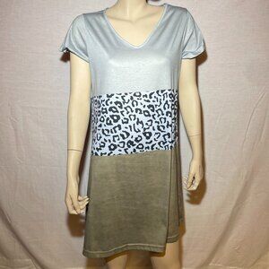 FHQ Collection Grey, Leopard, and Green Dress Size Medium